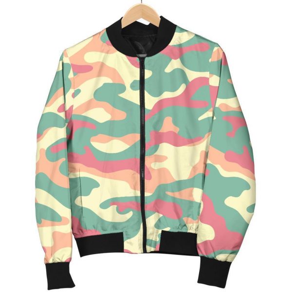 Pastel Camouflage Print Bomber Jacket