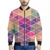 Pastel Geometric Shape Pattern Print Bomber Jacket