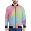 Pastel Holographic Print Bomber Jacket