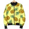 Pastel Yellow Pineapple Pattern Print Bomber Jacket