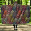 Patchwork Print Pattern Hooded Blanket Cloak Blanket