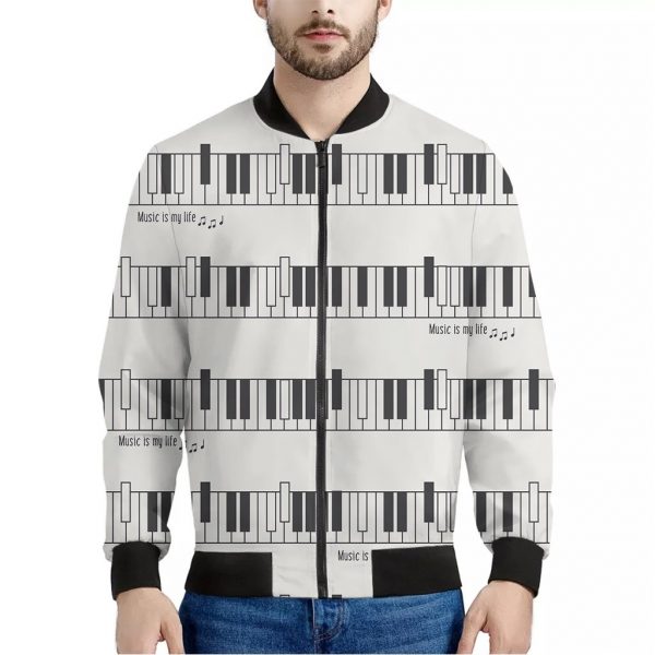 Piano Pattern Print Bomber Jacket