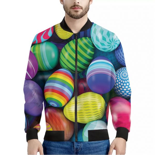 Pile Of Colorful Easter Eggs Print Bomber Jacket