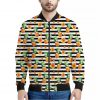 Pineapple And Hibiscus Striped Print Bomber Jacket