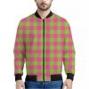 Pink And Green Buffalo Plaid Print Bomber Jacket