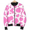 Pink And White Cow Print Bomber Jacket