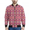 Pink Aztec Geometric Ethnic Pattern Print Bomber Jacket