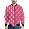 Pink Banana Pattern Print Bomber Jacket