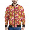 Pink Cartoon Banana Pattern Print Bomber Jacket