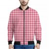 Pink Check Pattern Print Bomber Jacket