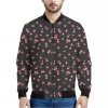 Pink Cherry Pattern Print Bomber Jacket