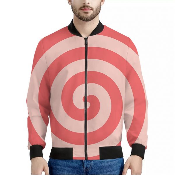 Pink Circle Swirl Print Bomber Jacket