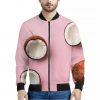 Pink Coconut Pattern Print Bomber Jacket