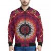 Pink Flower Kaleidoscope Print Bomber Jacket