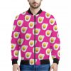 Pink Fried Eggs Pattern Print Bomber Jacket