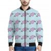 Pink Heartbeat Pattern Print Bomber Jacket