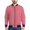 Pink Knitted Pattern Print Bomber Jacket
