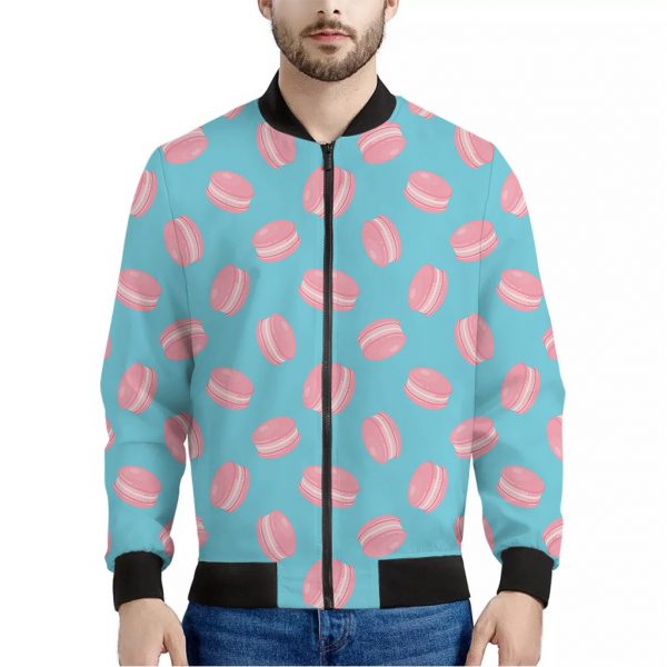 Pink Macaron Pattern Print Bomber Jacket