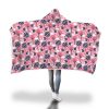 Pink Mushroom Three Hedgehogs Pattern Print Hooded Blanket Cloak Blanket