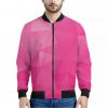 Pink Polygonal Geometric Print Bomber Jacket