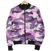 Pink Purple And Grey Camouflage Print Bomber Jacket