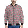 Pink Rose Zigzag Pattern Print Bomber Jacket