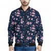 Pink Sakura Cherry Blossom Pattern Print Bomber Jacket