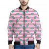 Pink Striped Ice Cream Pattern Print Bomber Jacket