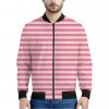 Pink Striped Pattern Print Bomber Jacket