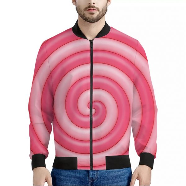 Pink Swirl Lollipop Print Bomber Jacket