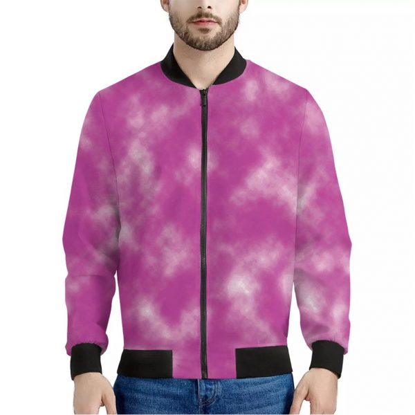 Pink Tie Dye Print Bomber Jacket