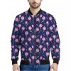 Pink Watercolor Tulip Flower Print Bomber Jacket