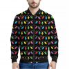 Pixel Christmas Lights Print Bomber Jacket