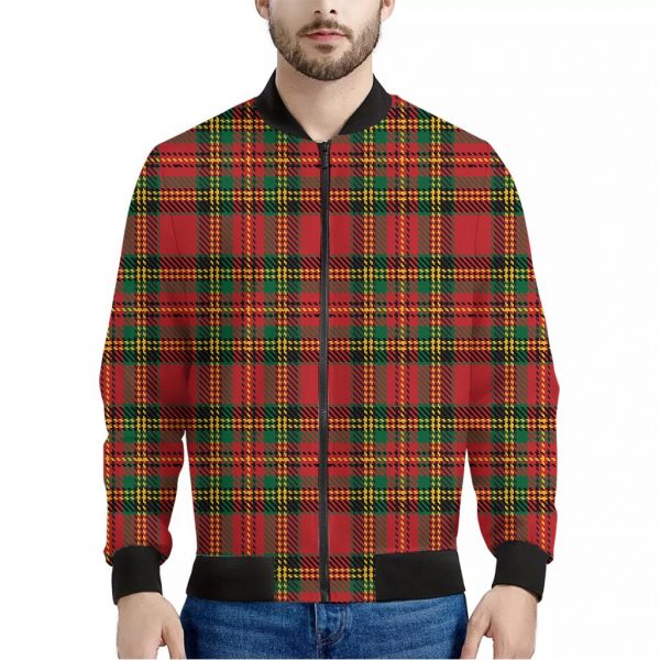 Pixel Stewart Scottish Tartan Print Bomber Jacket