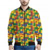Plastic Building Blocks Pattern Print Bomber Jacket