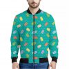 Polka Dot Macaron Pattern Print Bomber Jacket