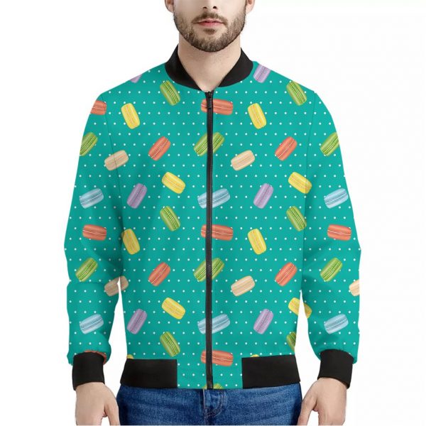 Polka Dot Macaron Pattern Print Bomber Jacket