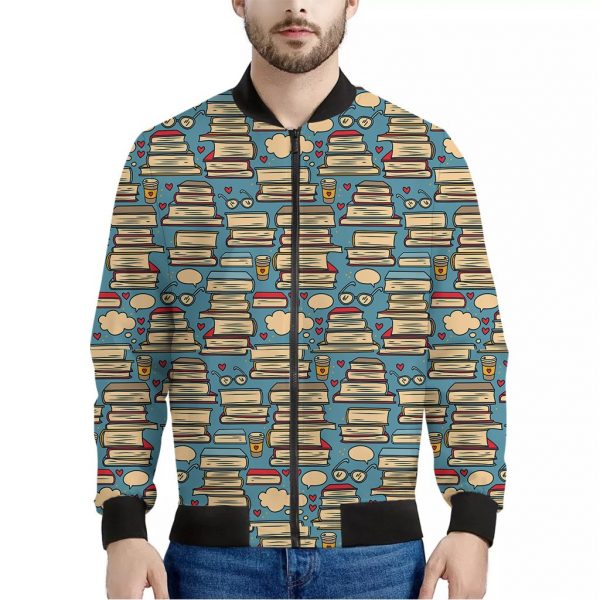 Pop Art Books Pattern Print Bomber Jacket