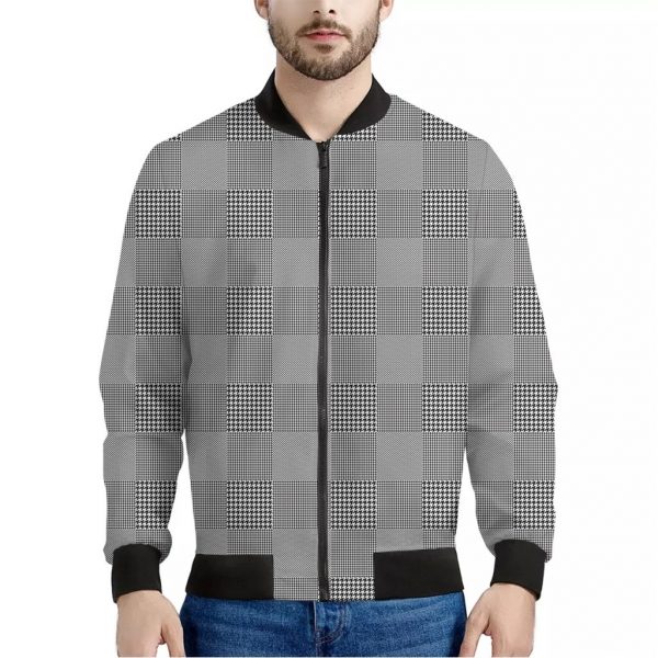 Prince of Wales Check Pattern Print Bomber Jacket