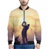 Pro Golf Swing Print Bomber Jacket