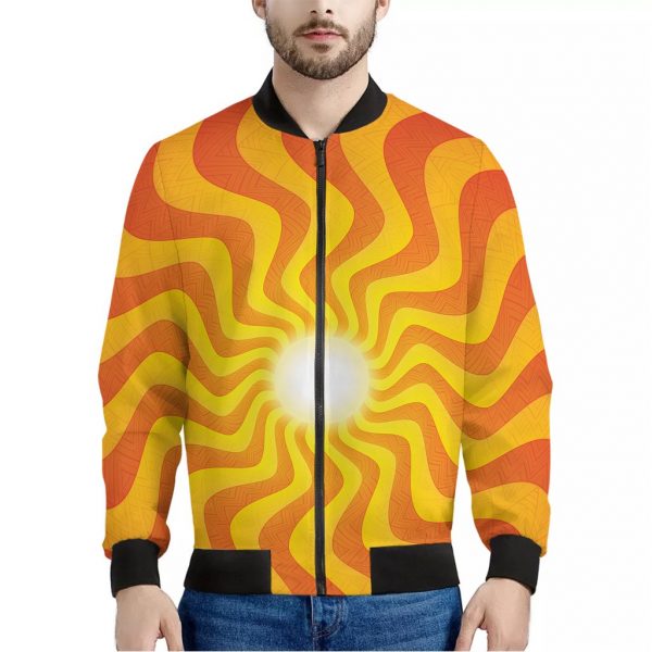 Psychedelic Burning Sun Print Bomber Jacket