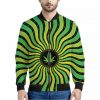 Psychedelic Cannabis Leaf Print Bomber Jacket