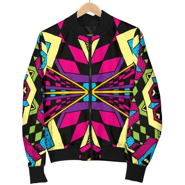 Psychedelic Ethnic Trippy Print Bomber Jacket