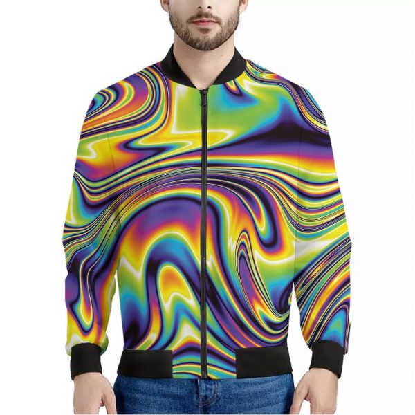 Psychedelic Gradient Print Bomber Jacket