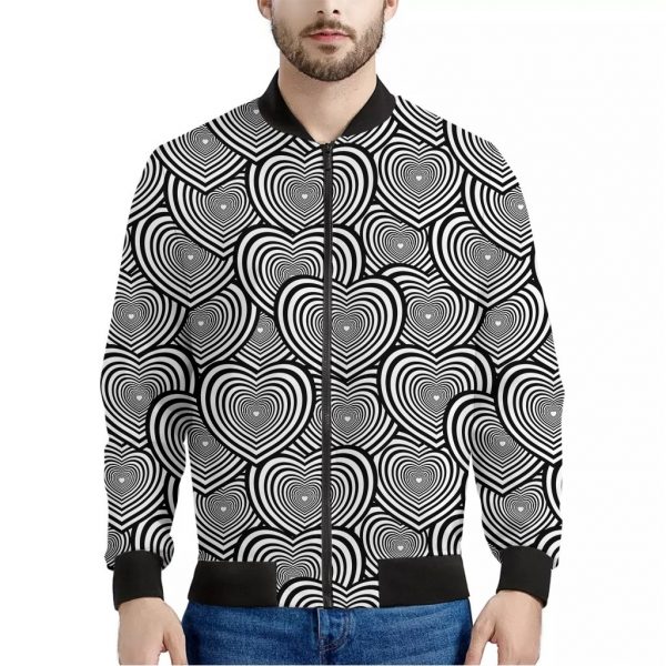 Psychedelic Heart Pattern Print Bomber Jacket
