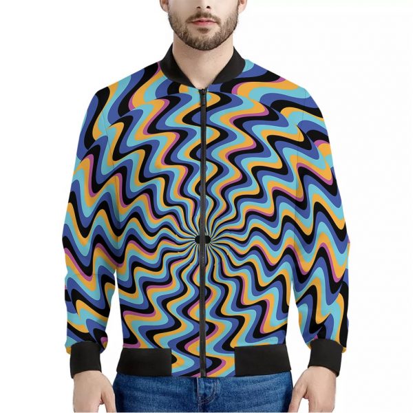 Psychedelic Illusory Motion Print Bomber Jacket