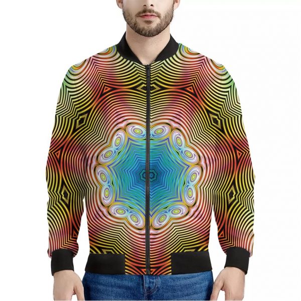 Psychedelic Kaleidoscope Print Bomber Jacket