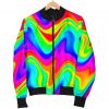 Psychedelic Rainbow Trippy Print Bomber Jacket