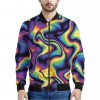 Psychedelic Wavy Print Bomber Jacket