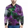 Purple Alstroemeria Print Bomber Jacket